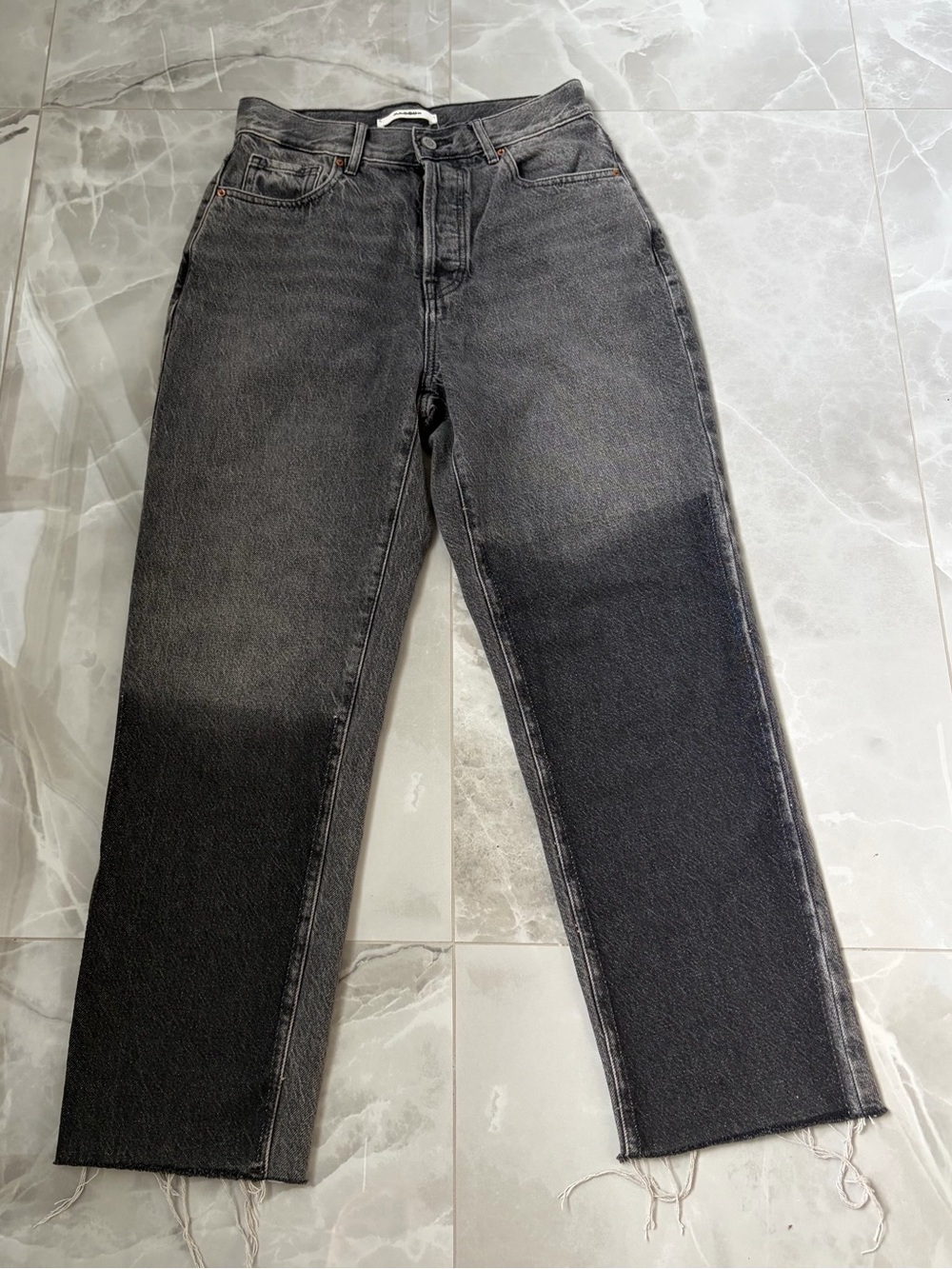 Pacsun Two Tone Gray Black Jeans High Rise Straight Frayed Hem WOMENS SIZE 26